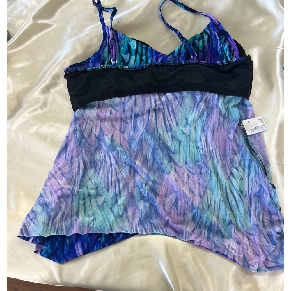Magicsuit By Miraclesuit Size 16 Ruffled  Feathers Side Tie Tankini Swim Top - Picture 4 of 8